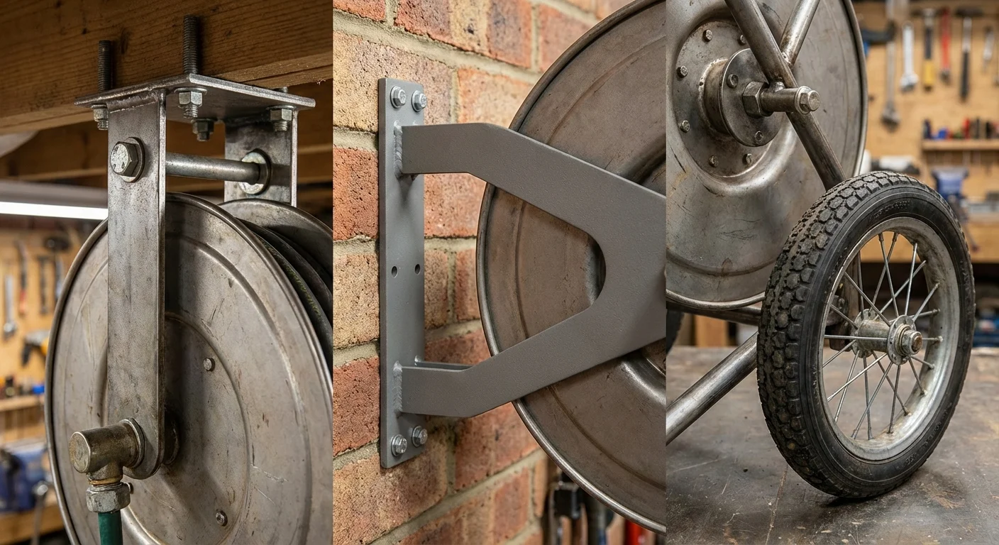 Retractable Vs Wall Mount Vs Cart Hose Reel - Product Detail View