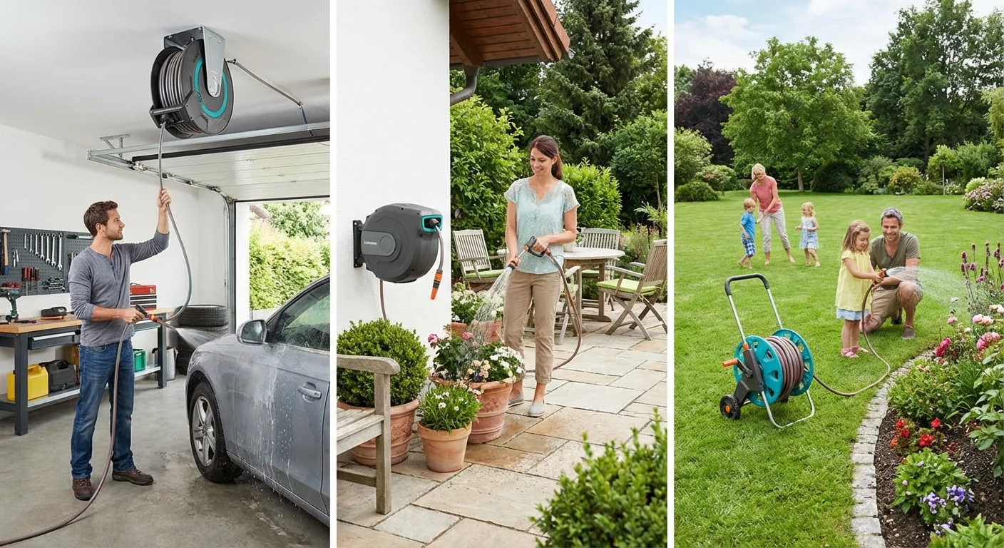 Retractable Vs Wall Mount Vs Cart Hose Reel - Product In Use
